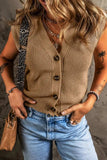 Button Up V-Neck Sweater Vest - Trendsi - Flyclothing LLC