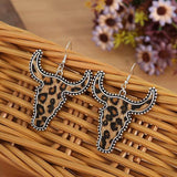Alloy Animal Print Cow Head Earrings - Trendsi - Flyclothing LLC