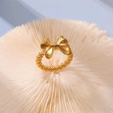 Twisted Titanium Steel Bow Ring - Trendsi - Flyclothing LLC