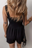Smocked Bust Textured Knit Sleeveless Romper - Trendsi - Flyclothing LLC