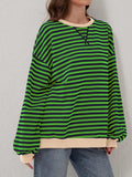 Contrast Striped Long Sleeve Sweatshirt - Trendsi - Flyclothing LLC
