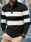 Men's Full Size Collared Contrast Striped Polo Plus Size - Trendsi - Flyclothing LLC