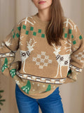 Christmas Element Round Neck Long Sleeve Sweater - Trendsi - Flyclothing LLC