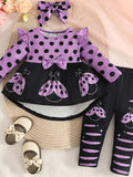Children's Ladybug Print Ruffle Trim Top and Pants Set - Trendsi - Flyclothing LLC