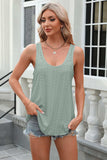 Eyelet Scoop Neck Wide Strap Tank - Trendsi - Flyclothing LLC