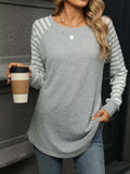 Striped Round Neck Raglan Sleeve T-Shirt - Trendsi - Flyclothing LLC