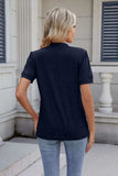 Notched Short Sleeve Top - Trendsi - Flyclothing LLC