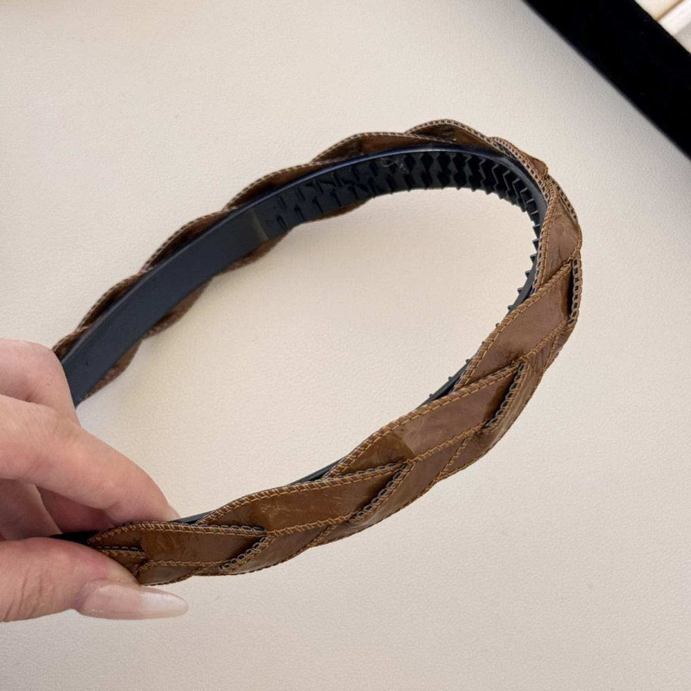 PU Leather Braided Hair Headband - Trendsi - Flyclothing LLC