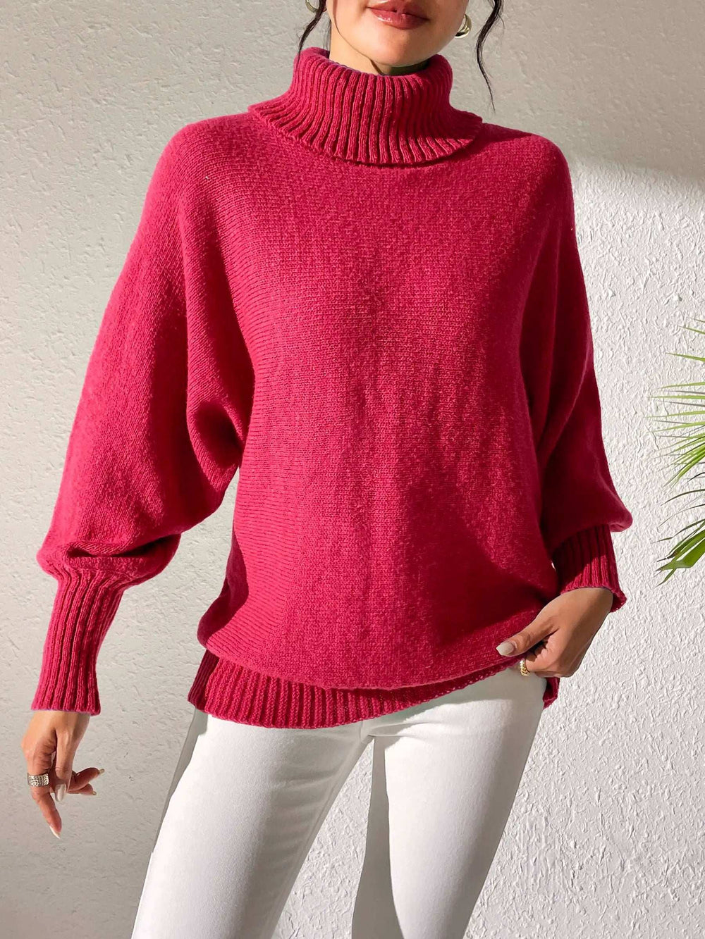 Turtleneck Long Sleeve Sweater - Trendsi - Flyclothing LLC