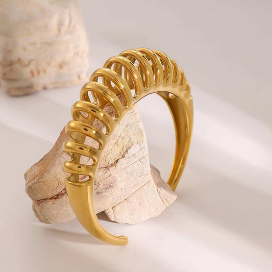 18K Gold-Plated Stainless Steel Cutout Bracelet - Trendsi - Flyclothing LLC