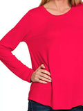 Zenana Flowy Round Hem Rayon Long Sleeve Top - Trendsi - Flyclothing LLC