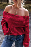 Off-Shoulder Long Sleeve Sweater - Trendsi - Flyclothing LLC