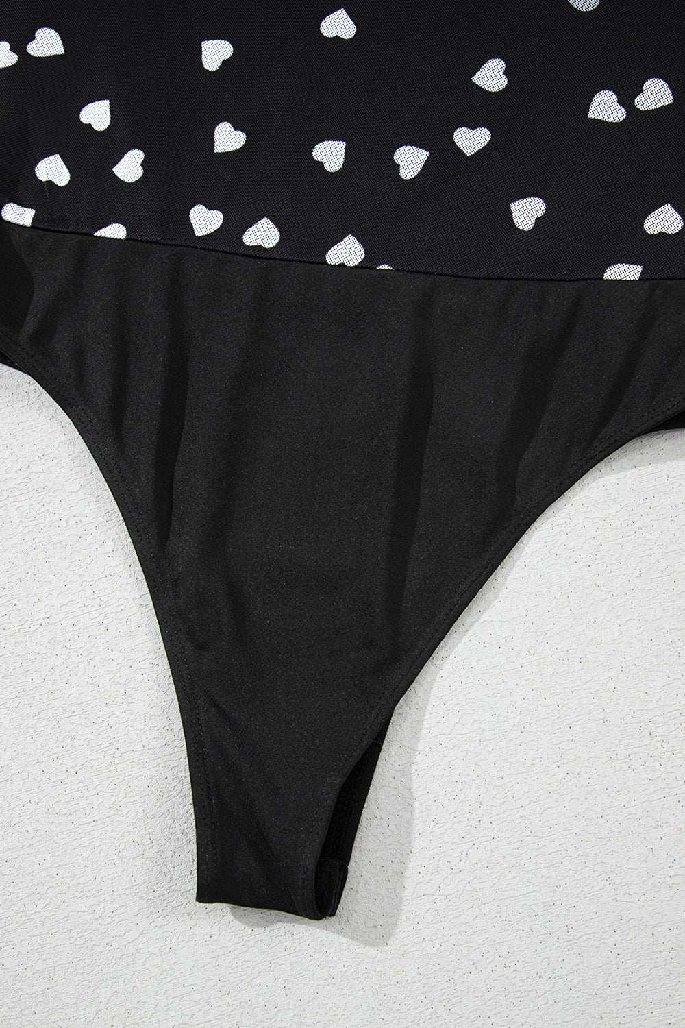 Heart Square Neck Long Sleeve Bodysuit - Trendsi - Flyclothing LLC