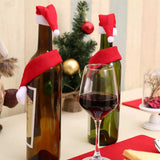 2 Piece Christmas Wine Bottle Santa Hat & Scarf Decorative Covers - Trendsi - Flyclothing LLC