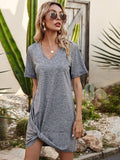 V-Neck Short Sleeve Mini Dress - Trendsi - Flyclothing LLC