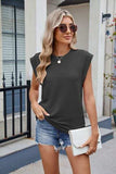 Corded Rib Round Neck T-Shirt - Trendsi - Flyclothing LLC