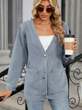 Pocketed V-Neck Button Up Denim Jacket - Trendsi - Flyclothing LLC