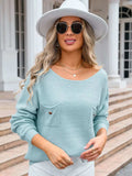 Decor Button Drop Shoulder Knit Top - Trendsi - Flyclothing LLC