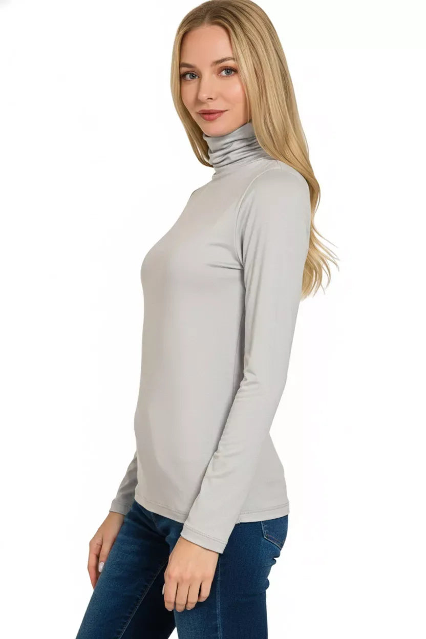 Zenana Premium Microfiber Mock Neck Top - Trendsi - Flyclothing LLC