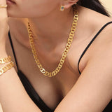 18K Gold-Plated Stainless Steel Chain Necklace - Trendsi - Flyclothing LLC