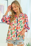 First Love Full Size Floral Button Down Satin Shirt - Trendsi - Flyclothing LLC