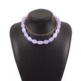 2 Piece Colorful Beaded Chain Necklace - Trendsi - Flyclothing LLC