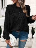 Frill Round Neck Long Sleeve Shirt - Trendsi - Flyclothing LLC