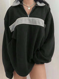 Contrast Dropped Shoulder Long Sleeve Sweatshirt - Trendsi - Flyclothing LLC