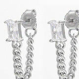 925 Sterling Silver Zircon Chain Earrings - Trendsi - Flyclothing LLC