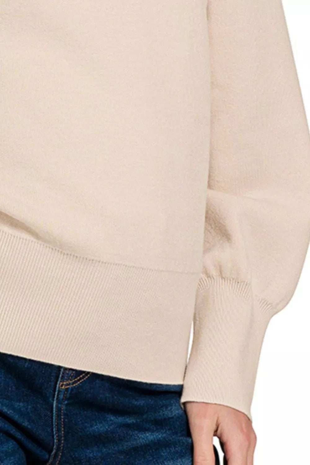 Zenana Viscose Mock Neck Exposed Seam Sweater - Trendsi - Flyclothing LLC