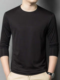 Men's Plus Size Round Neck Long Sleeve T-Shirt - Trendsi - Flyclothing LLC