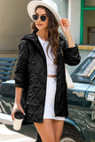 Snap Down Long Sleeve Quilted Winter Coat - Trendsi - Flyclothing LLC