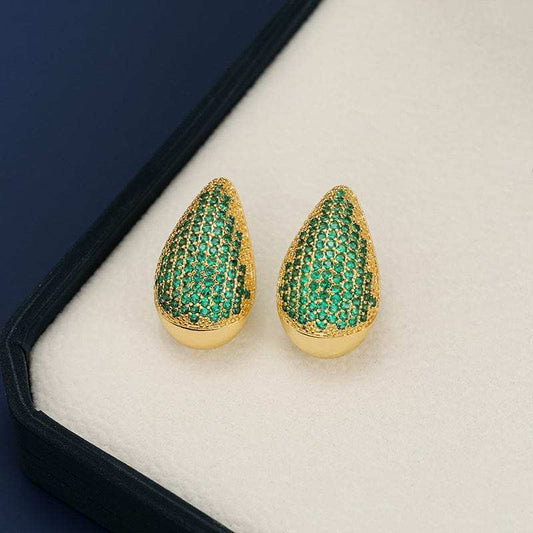 18K Gold-Plated Zircon Teardrop Earring - Trendsi - Flyclothing LLC