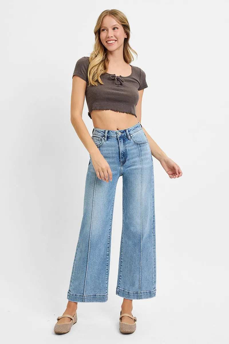 RISEN Full Size High Rise Crop Wide Leg Jeans Plus Size - Trendsi - Flyclothing LLC