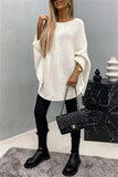 Round Neck Batwing Sleeve Sweater - Trendsi - Flyclothing LLC