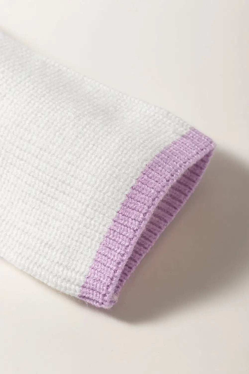 Contrast Half Zip Drop Shoulder Sweater - Trendsi - Flyclothing LLC