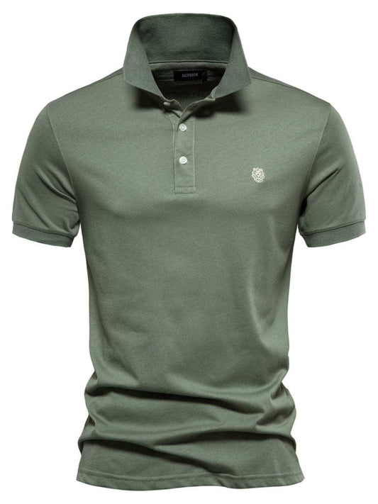 Men's Embroidered Collared Short Sleeve Polo - Trendsi - Flyclothing LLC