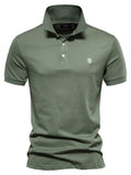 Men's Embroidered Collared Short Sleeve Polo - Trendsi - Flyclothing LLC