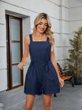 Drawstring Wide Strap Romper with Pockets - Trendsi - Flyclothing LLC