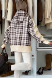 Plaid Side Slit Long Sleeve Hoodie - Trendsi - Flyclothing LLC