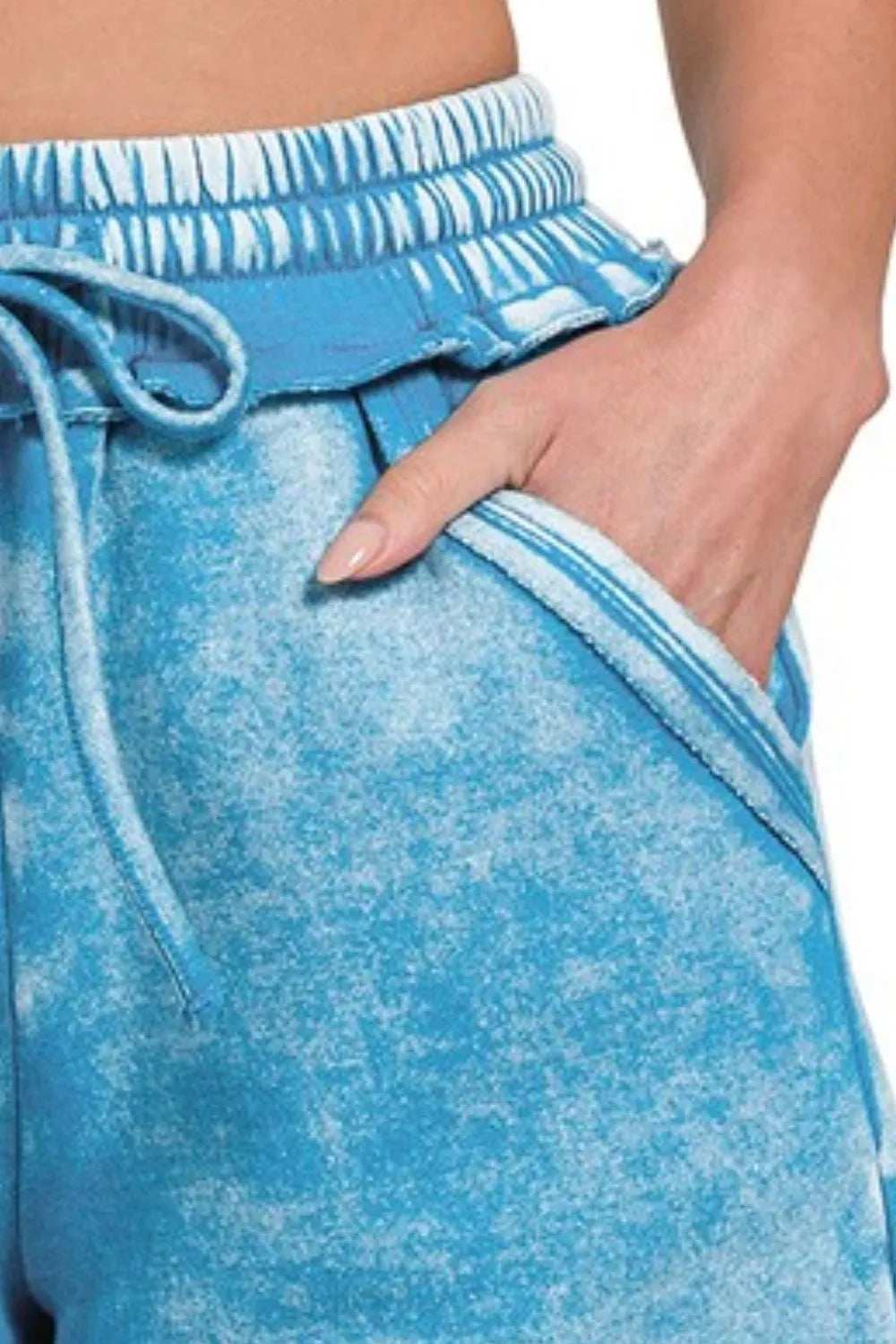 Zenana Acid Wash Fleece Drawstring Shorts With Pockets - Trendsi - Flyclothing LLC