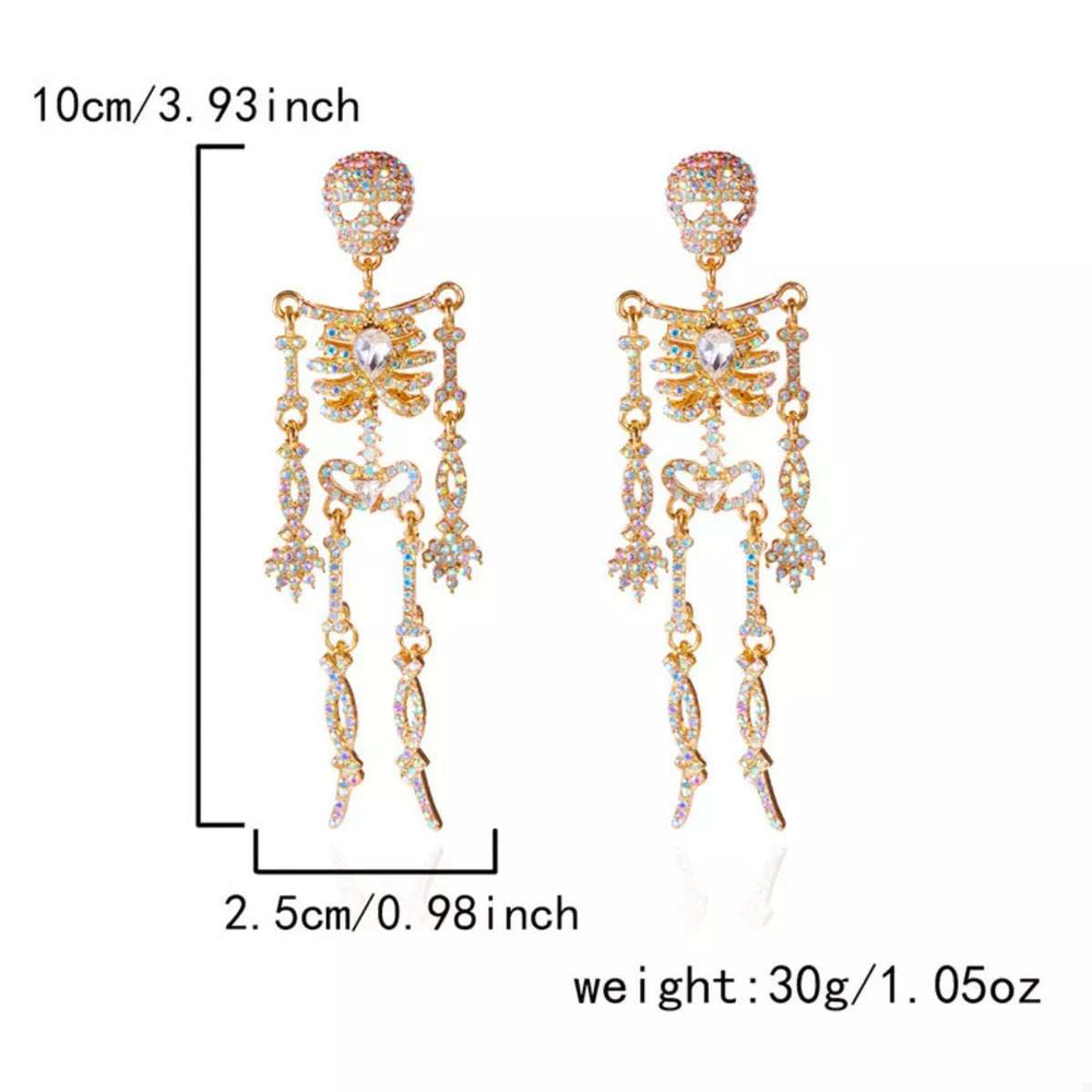Halloween Skeleton Skull Zircon Drop Earrings - Trendsi - Flyclothing LLC