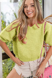 BiBi Short Puff Sleeve Knit Pullover Sweater - Trendsi - Flyclothing LLC