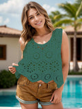 Openwork Round Neck Knit Vest - Trendsi - Flyclothing LLC