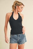 Aemi + Co Ribbed Halter Neck Cami - Trendsi - Flyclothing LLC