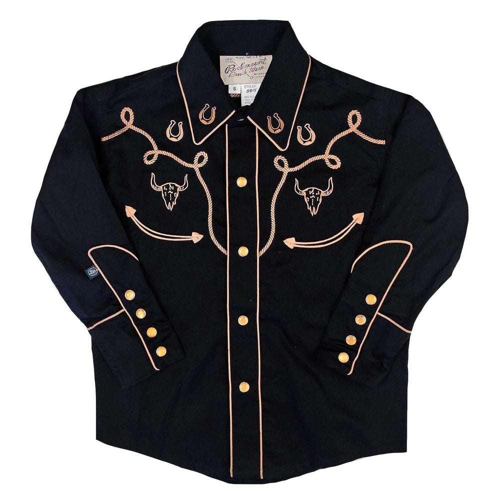 Rockmount Ranch Ware Kid's Black Embroidery & Applique Western Shirt - Rockmount Clothing - Flyclothing LLC