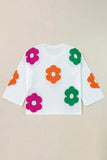Flower Round Neck Quarter Button Knit Top - Trendsi - Flyclothing LLC
