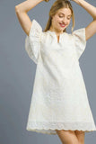 Umgee Scalloped Hem Embroidered Mini Dress - Trendsi - Flyclothing LLC