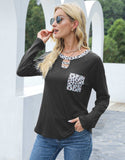 Cutout Leopard Round Neck Long Sleeve T-Shirt - Trendsi - Flyclothing LLC