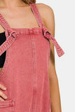 Zenana Washed Knot Strap Rompers - Trendsi - Flyclothing LLC
